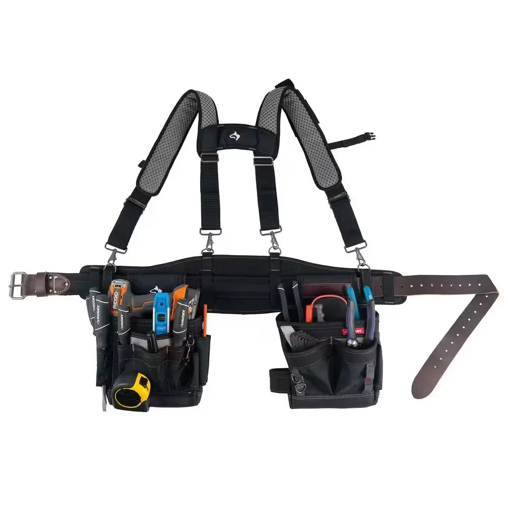 Husky Electricians 2-Bag Tool Belt w/Suspenders Black Polyester Pro – NEW w/tags
