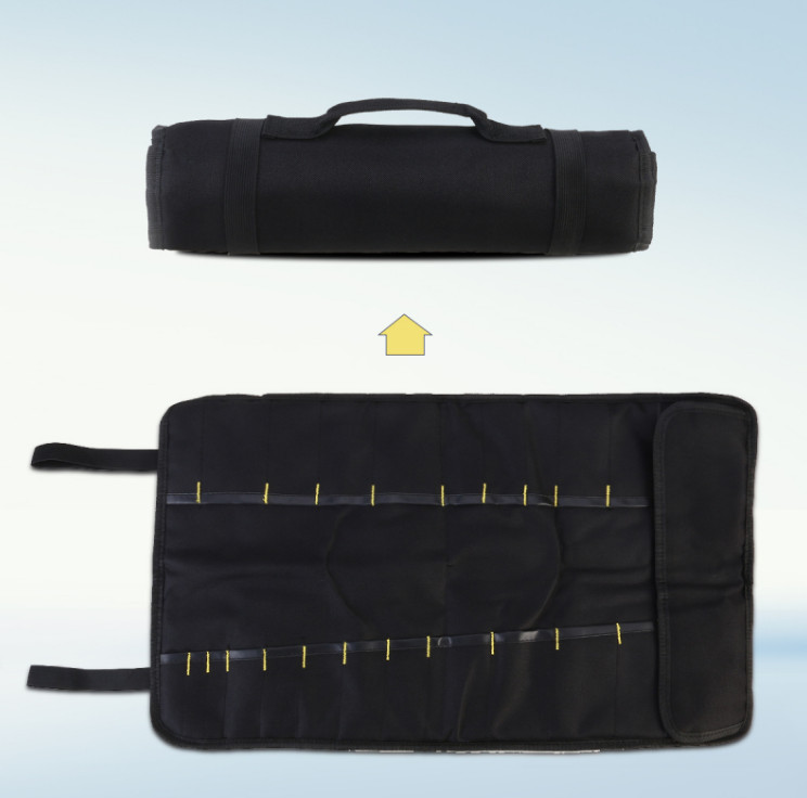Hardware Tool Roll Bag Plier Screwdriver Spanner Carry Case Pouch 22 Pockets Bag