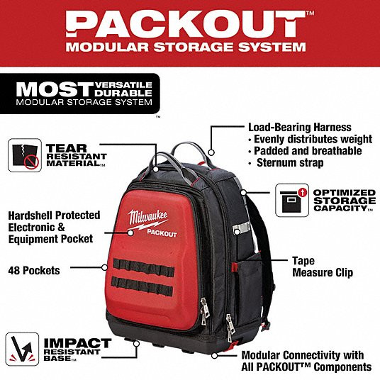 100% AUTHENTIC – MILWAUKEE 48-22-8301 PACKOUT Tool Backpack: 15 in W x 10 5/16 i