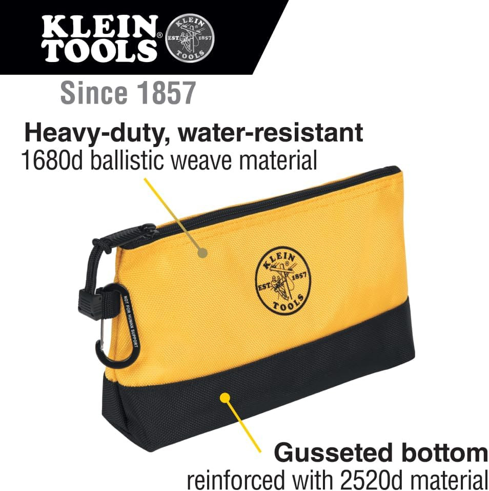 55569 Stand-Up Zipper Bag Tool Pouch with Carabiners, Reinforced Gusseted Bottom