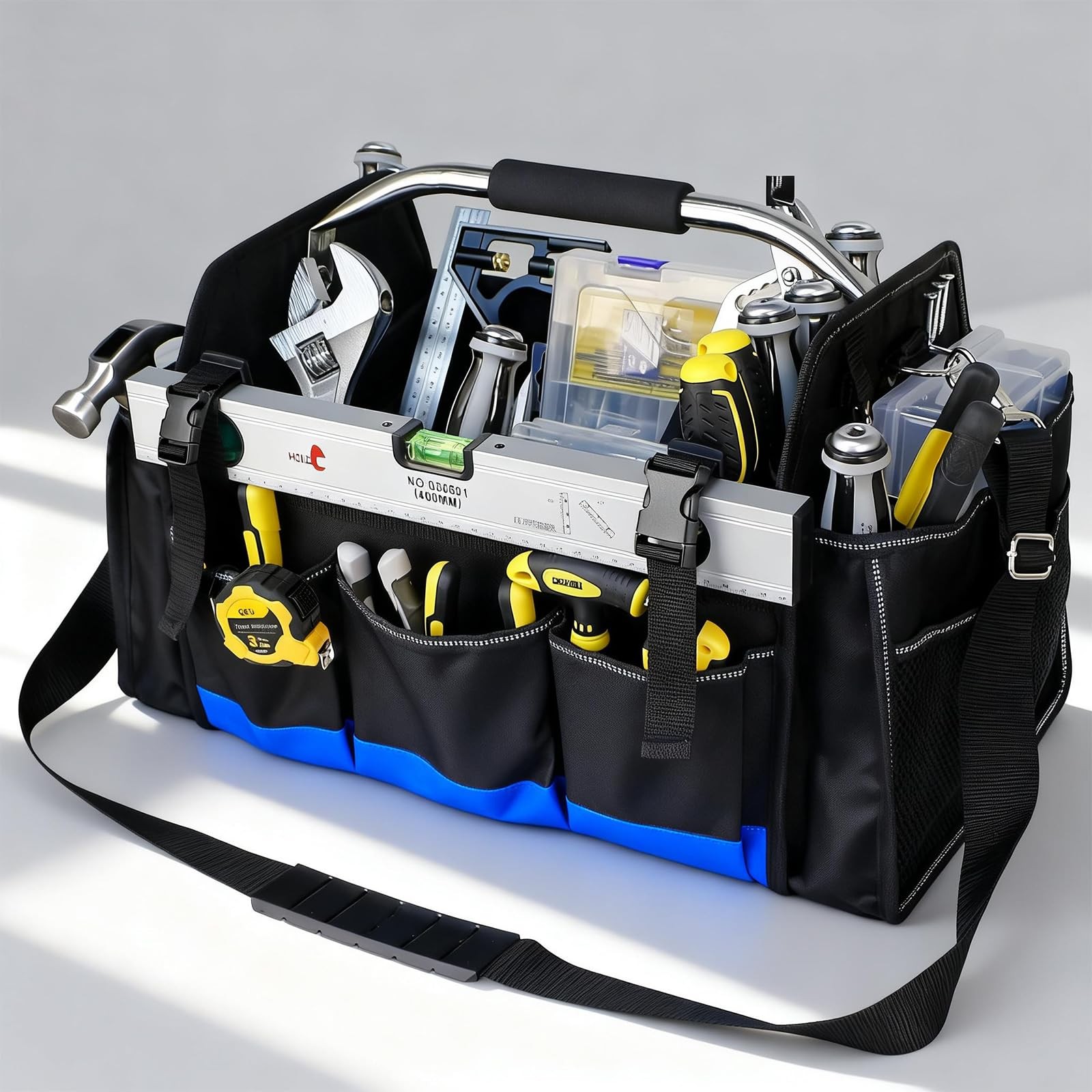 18 Inch Open Top Tool Bag, Tool Bags for Men with 30 Pockets, 1680D Waterproo…