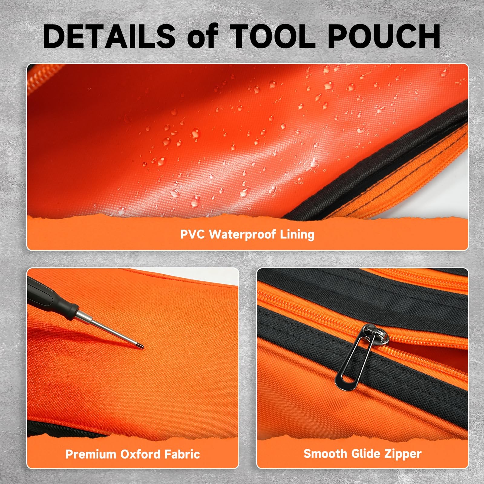 Organizer Tool Pouch Small Tool Bag with Zipper Waterproof Utility Multi Comp…