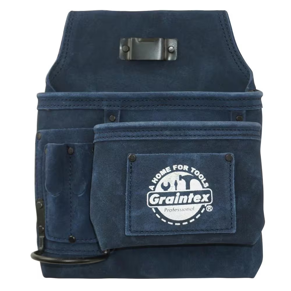 5-Pocket Right Handed Suede Leather Navy Blue Nail and Tool Pouch