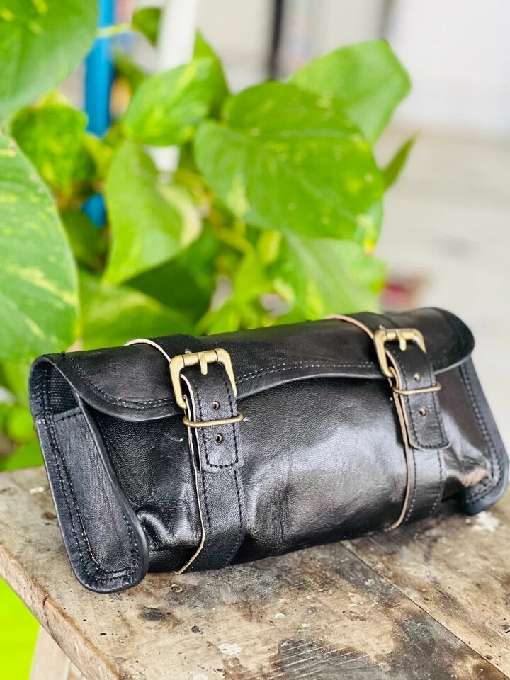 magical Goat Leather Tool Genuine Strap Bag Brown New