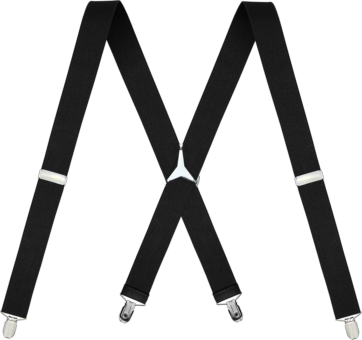Moulen Men’s X-Back 1.4 Inches Wide 4-Clips Adjustable Suspenders Black