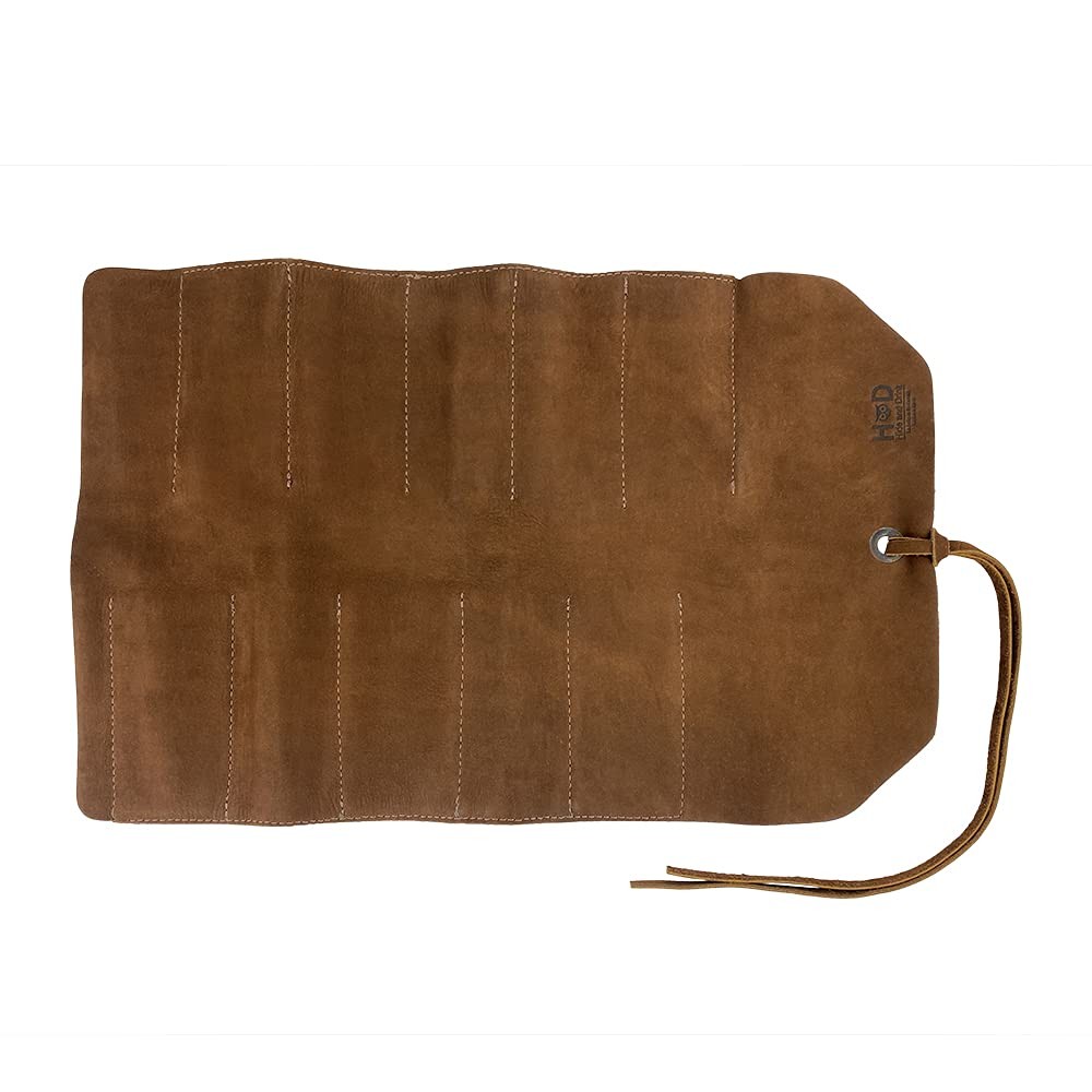Roll-Up Bag 10 Slots Full Grain Leather Organizer Portable Handmade Tool Brown