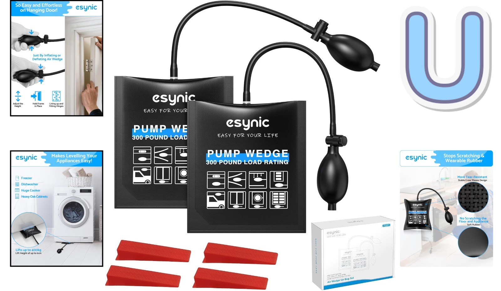 2-Pack Air Wedge Bag Kit – 300lbs Heavy-Duty Lifting with Quick-Release Valve