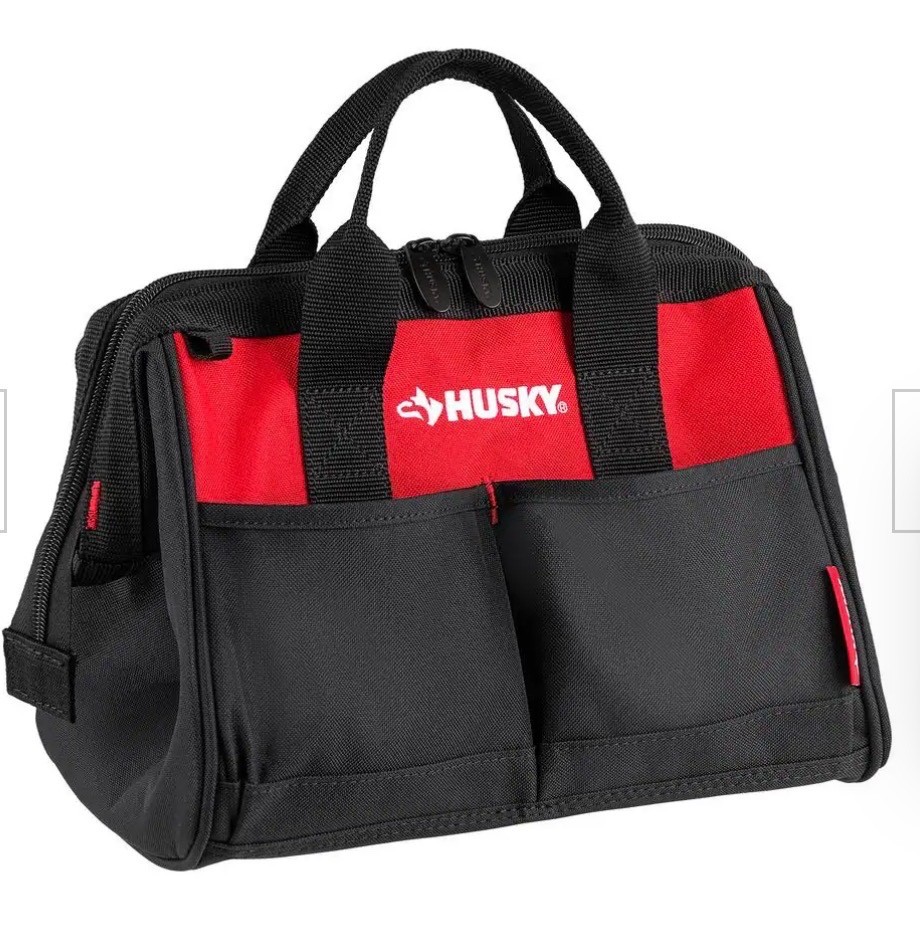 Husky 12-Inch Tool Bag (12 x 9 x 8 inch) Red/Black