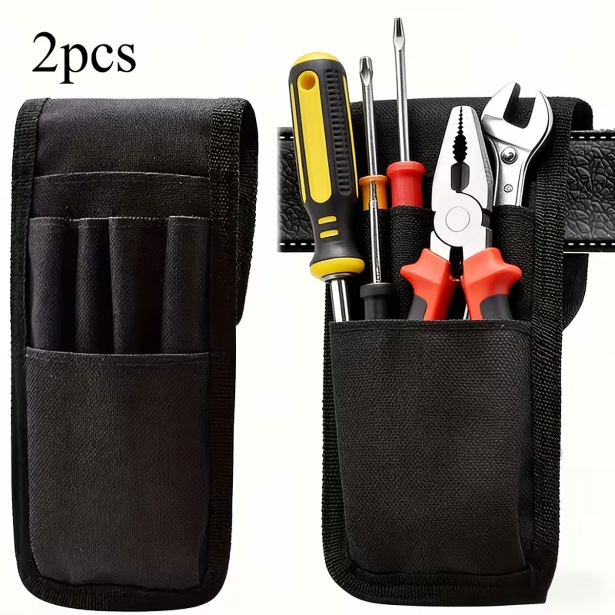 2x Belt Tool Pouch Multitool Organizer Holster Multi-Pocket Nylon Bag Pen Holder