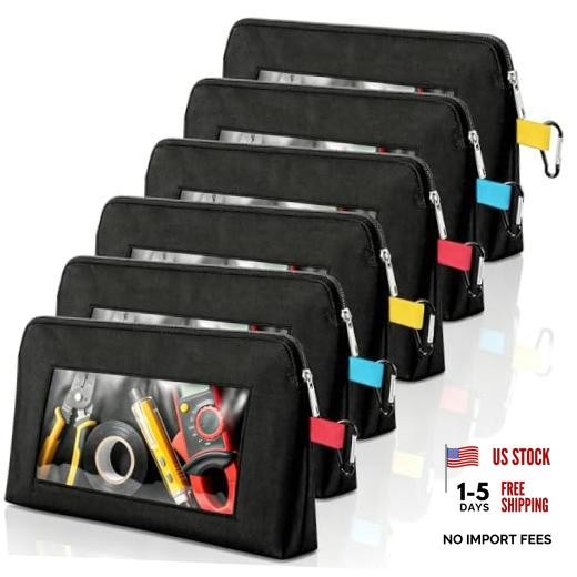 6 Pcs Tool Bag with Clear Window Heavy Duty Canvas Small Tool Pouch for Men