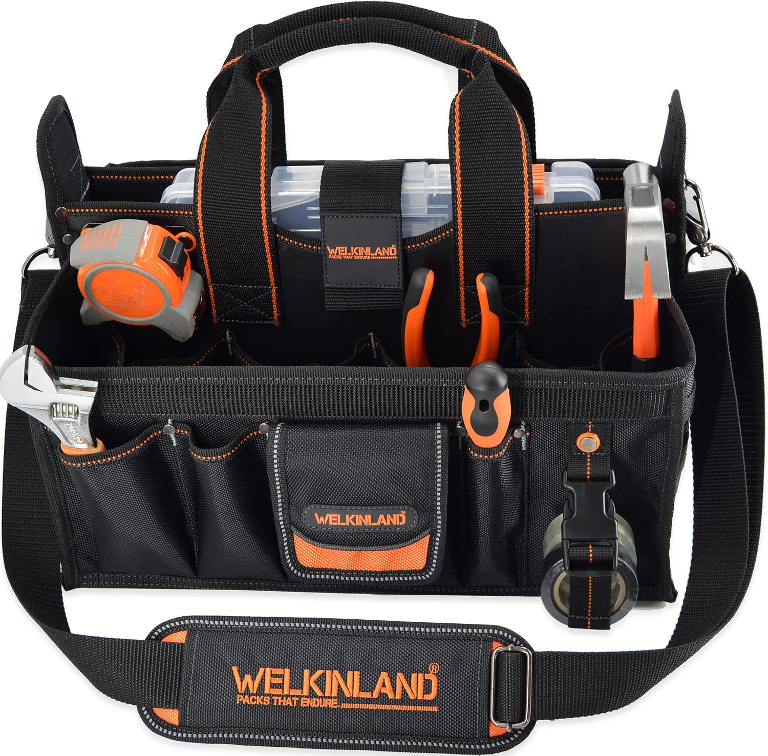 WELKINLAND 19-POCKETS Tool Tote, HVAC Tool Bags Organizer, Heavy-Duty Electricia