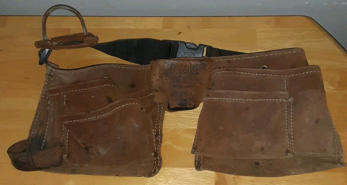 Custom Leather Craft CLC 370X3 Heavy Duty Brown Suede Tool Belt W/Hammer Hook