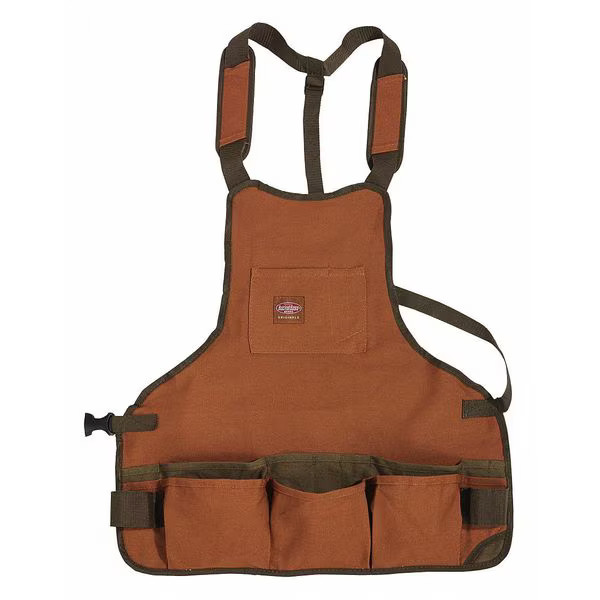 Bucket Boss Tool Apron, Tool Apron, Brown, Canvas, 16 Pockets 80200 Bucket Boss