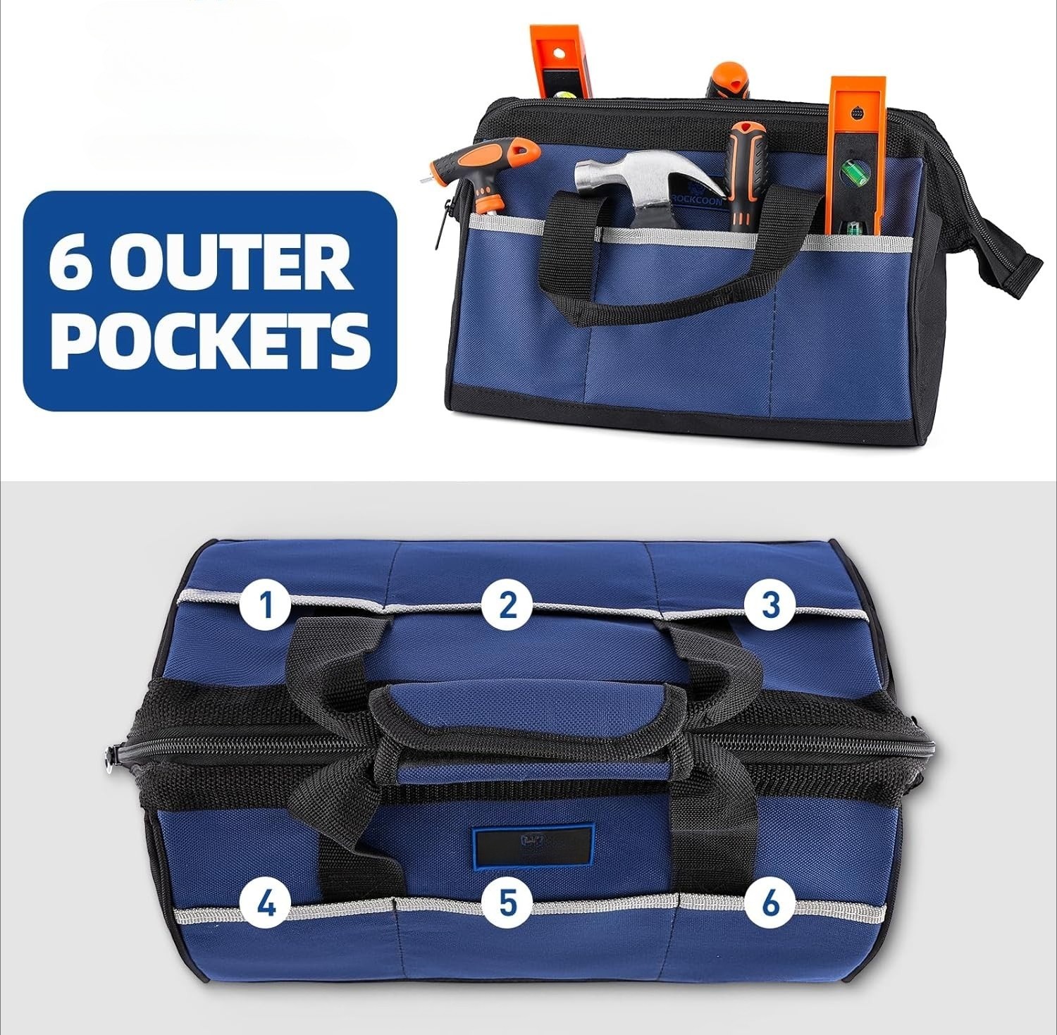 Tool Kit 13-inch, Wide-Mouth Tool Storage Bag, Heavy-Duty Waterproof Design