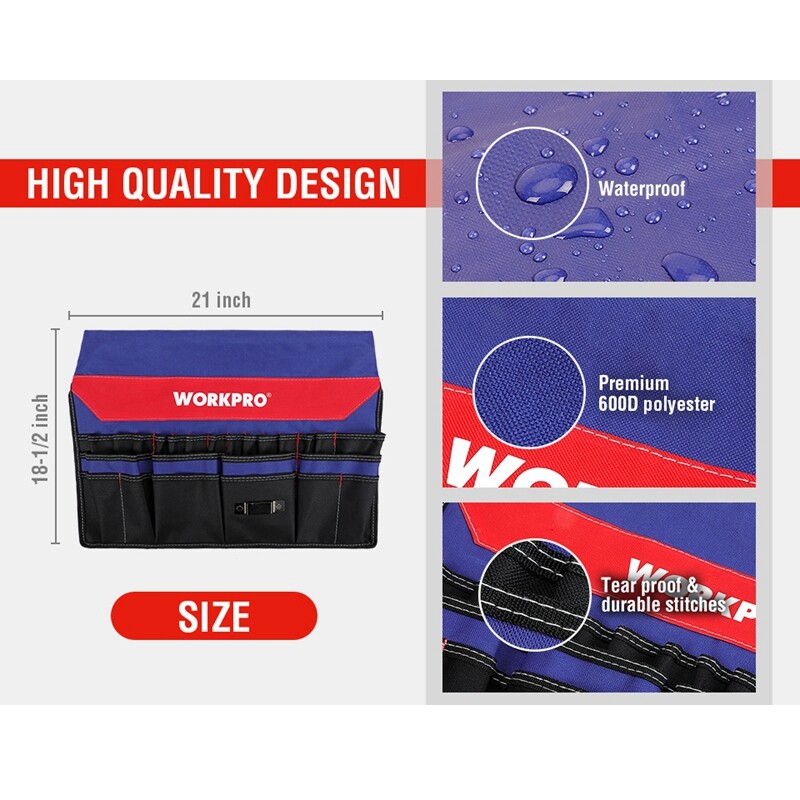 WORKPRO Bucket Tool Organizer51Pockets Fitsto3.5-5Gallon Bucket (Tools Excluded)
