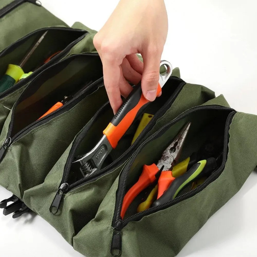 1pc Heavy-Duty Roll-Up Tool Bag Oxford Cloth Multi-Pocket Tool Organizer – NEW