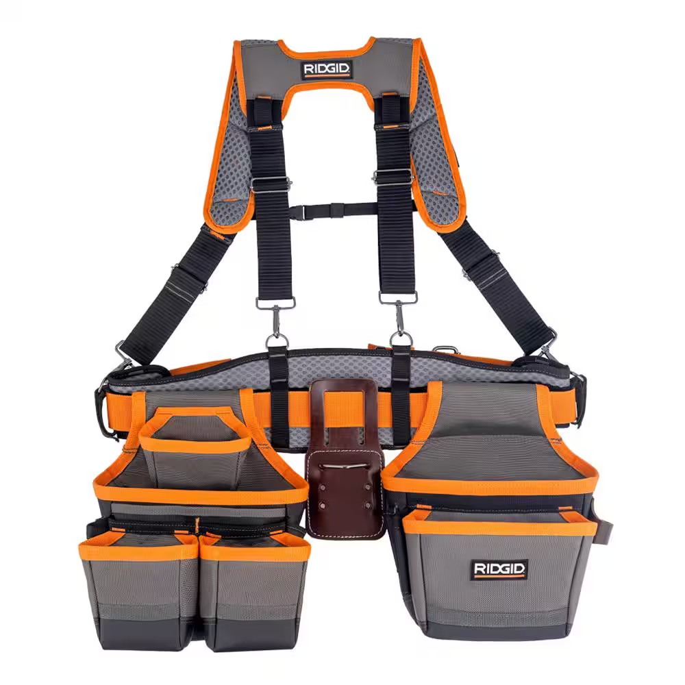 RIDGID 29 In. 23 Pocket Professional Grade 2-Bag Suspension Rig Work Tool Belt w