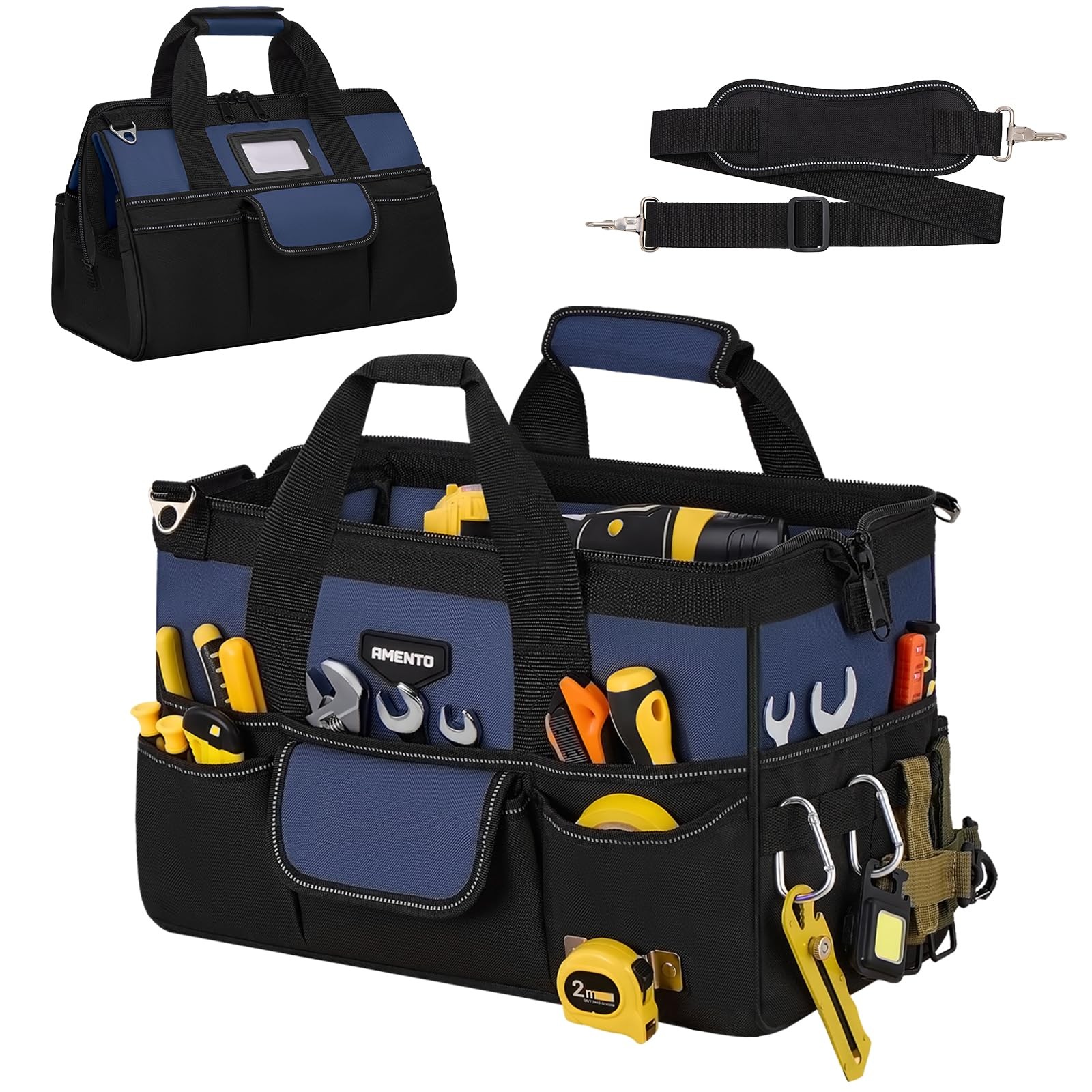 16-Inch Heavy Duty Tool Bag, 22 Pockets Empty Tool Box Organizer Storage, Sof…