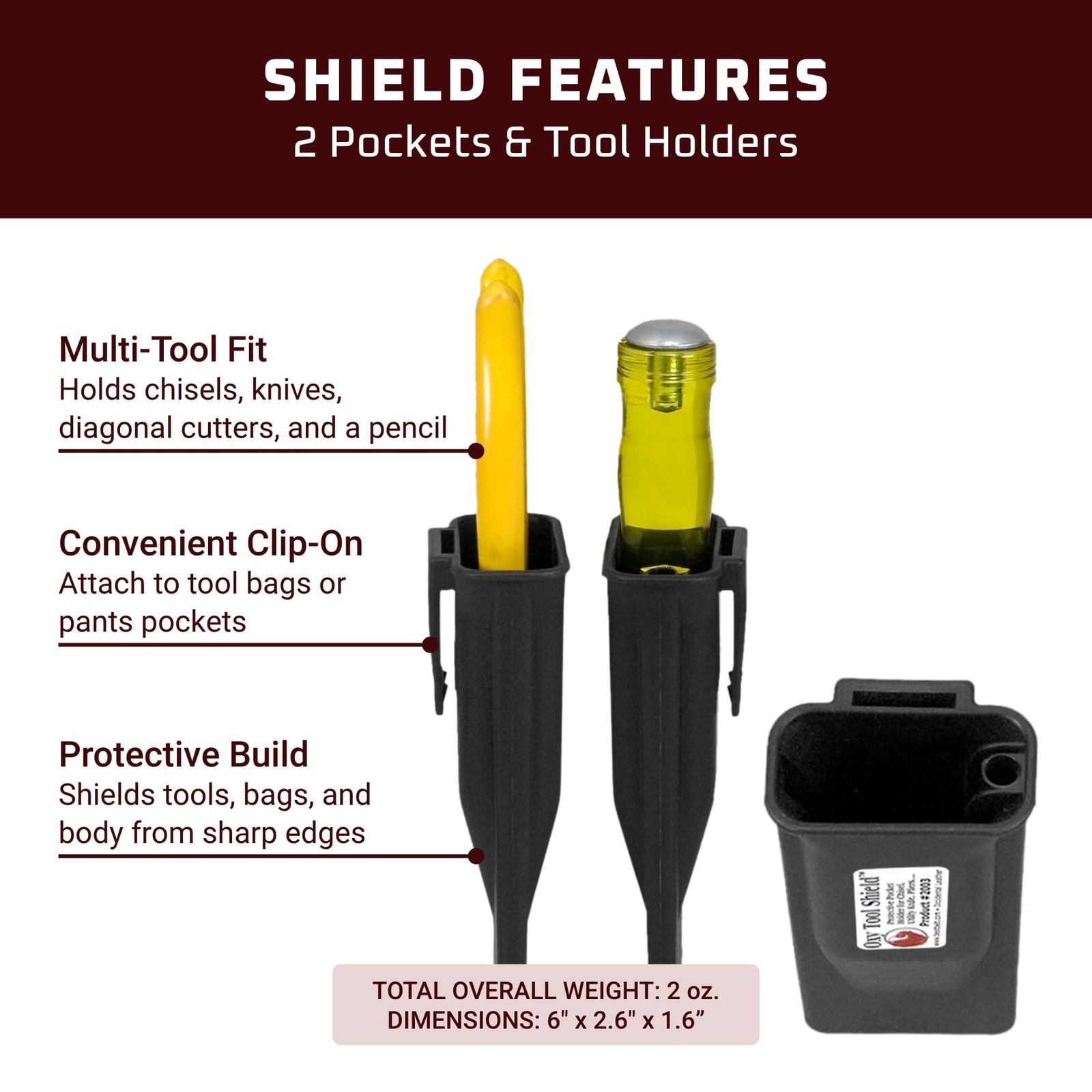 Occidental Leather Oxy Tool Shield – 2 Pockets & Holders – Clip-On Black