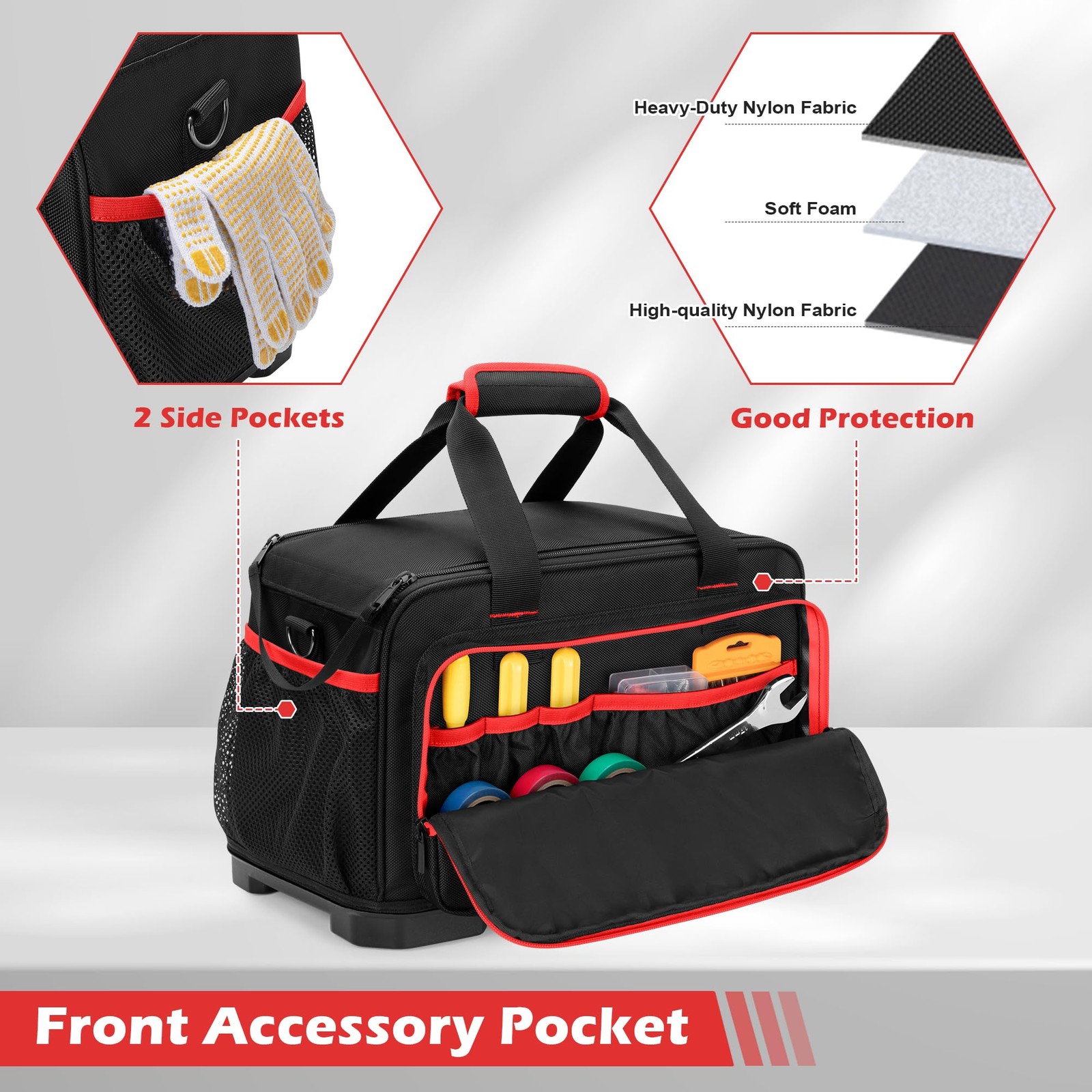 15-Inch Tool Bag, Heavy Duty Tool Tote Bag with EVA Hard Bottom and Carrying …