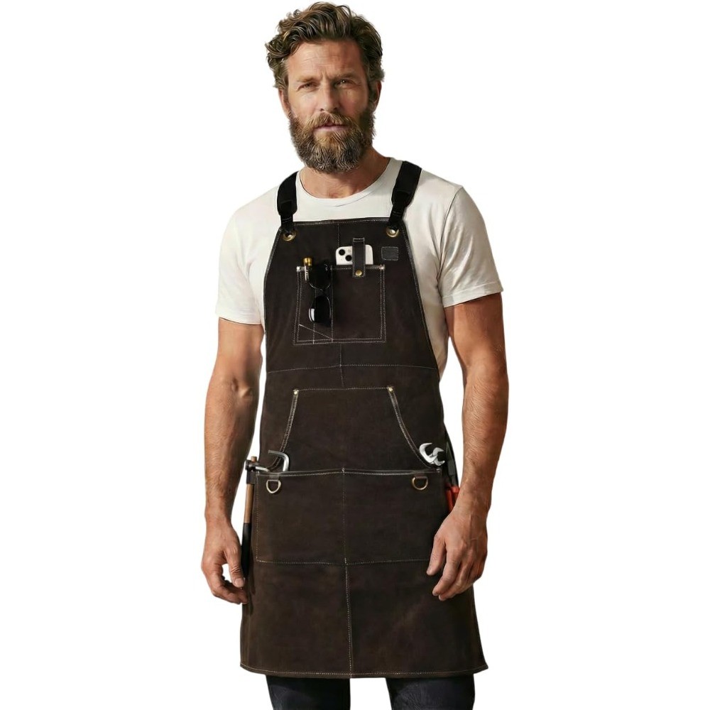 Heavy Duty Brown Woodworking Tool Apron M-XXL for Carpenter Blacksmith