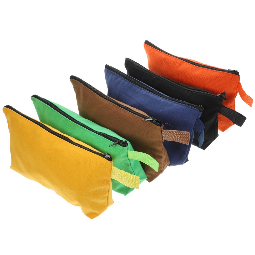 6Pcs Durable Canvas Tool Bag Pouch with Zipper for Storage Assorted Colors