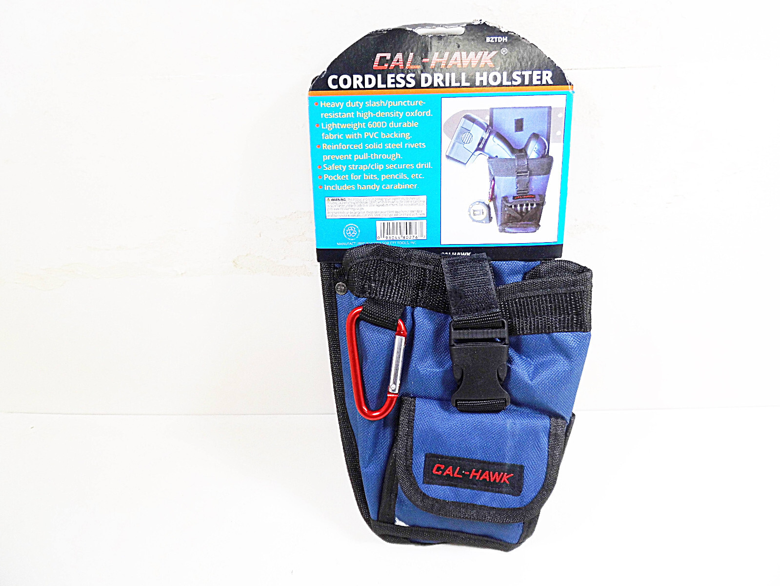 Cordless Drill Holster Blue Nylon Cal-Hawk with Carabiner and Bit Pocket 1 Piece