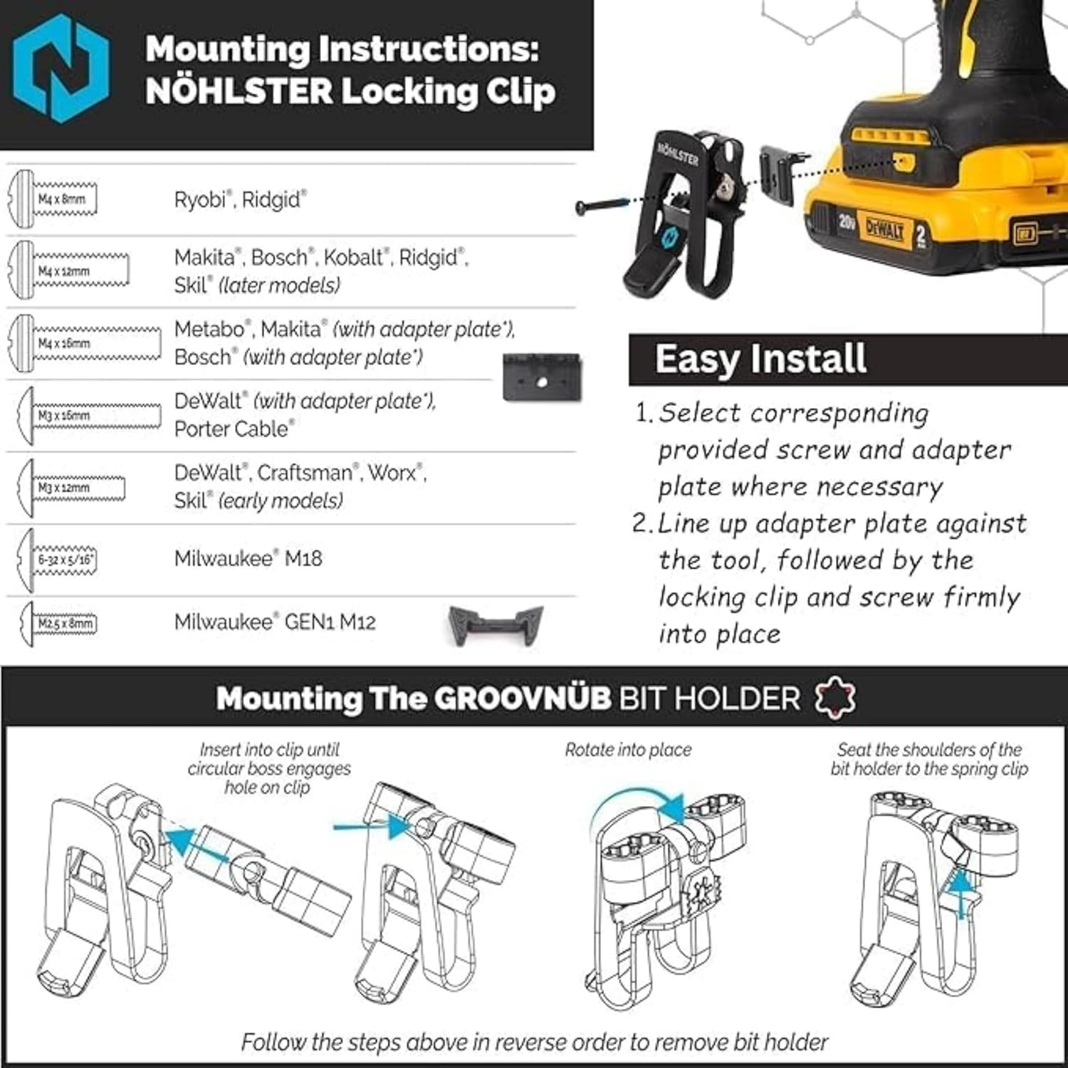 Locking Drill Clip – a Tool Holster Alternative for Cordless Drills and Impact D