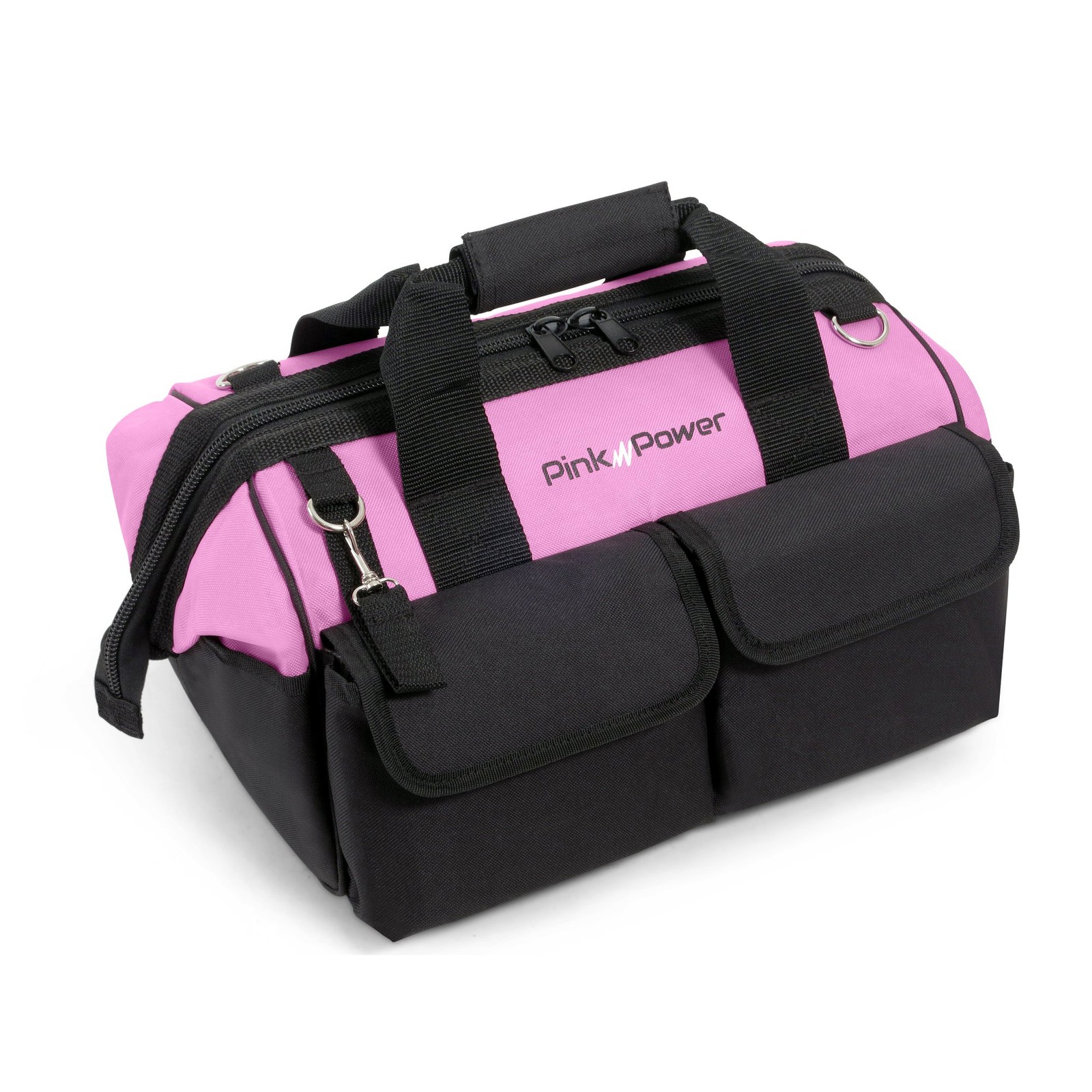 Pink Tool Bag For Women 16 Inch Tote 22 Pockets Small Ladies Toolbox Zipper