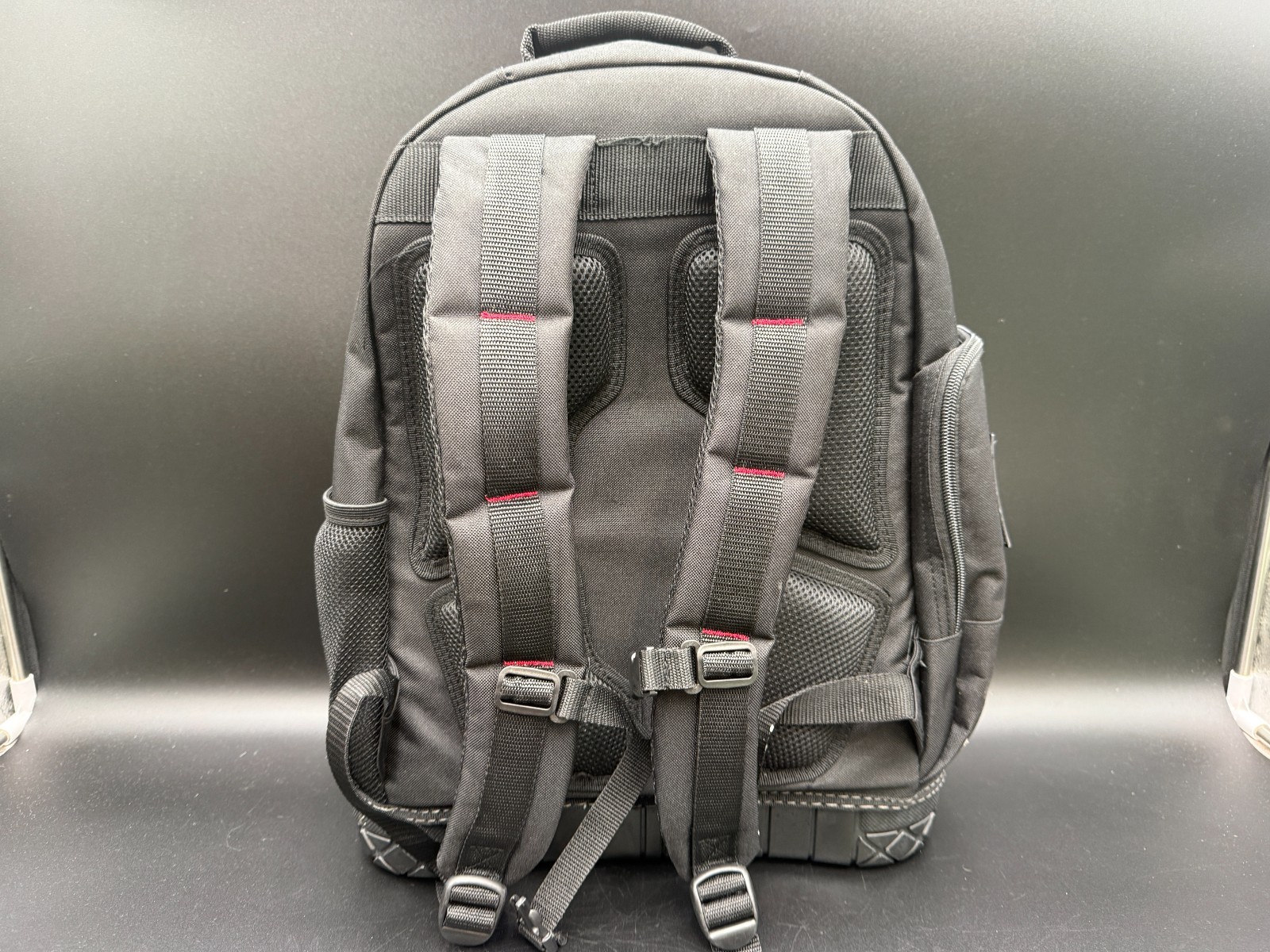 HUSKY 18” Tool Backpack Heavy Duty Work Bag Black Red Used Condition