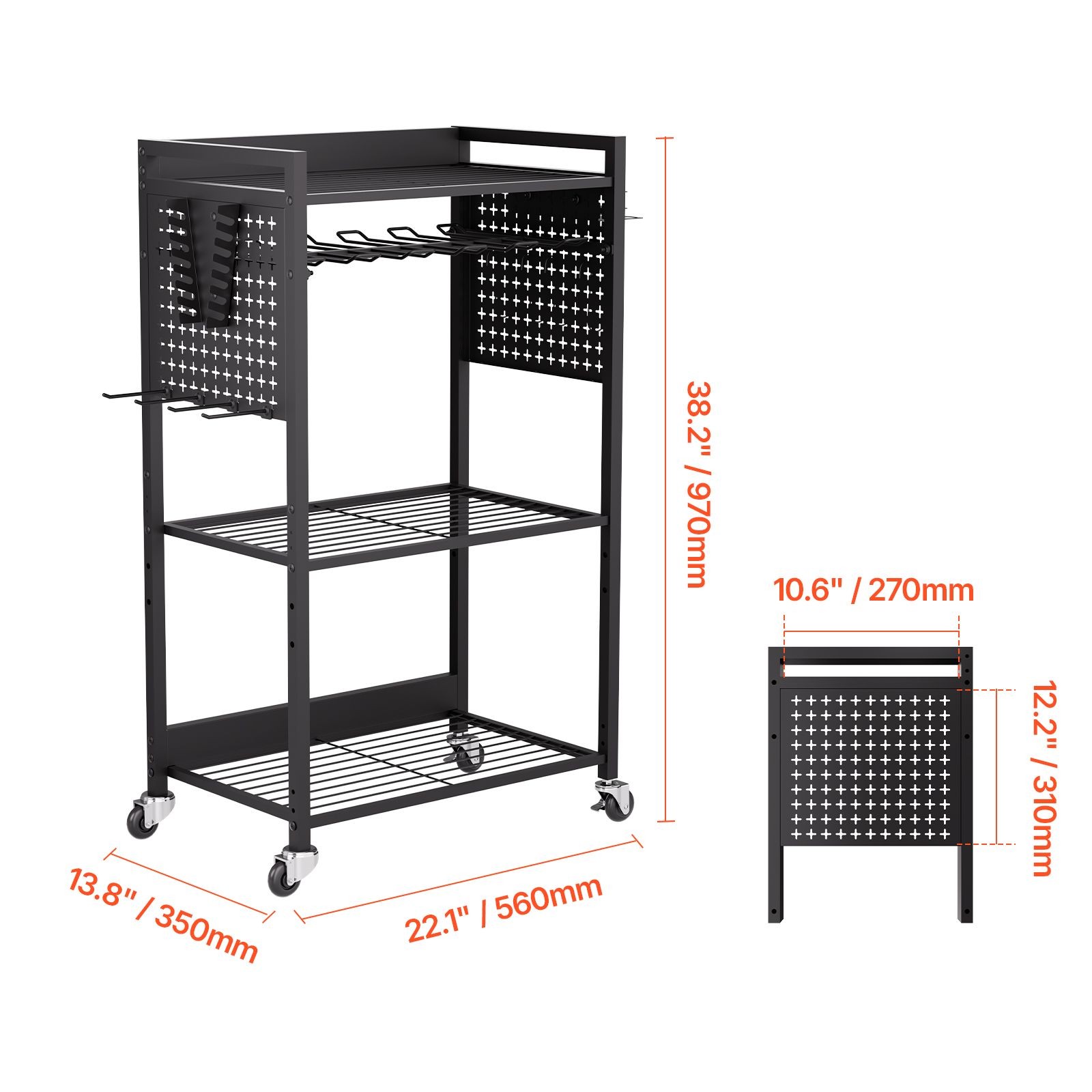 4 – Tier Rolling Tool Cart, 150 lbs Capacity, Heavy Duty Garage Storage Rack