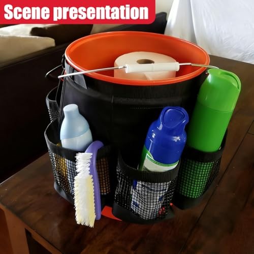Craedli 5 Gallon Bucket Tool Organizer Bag Car Wash Caddy with Mesh Black