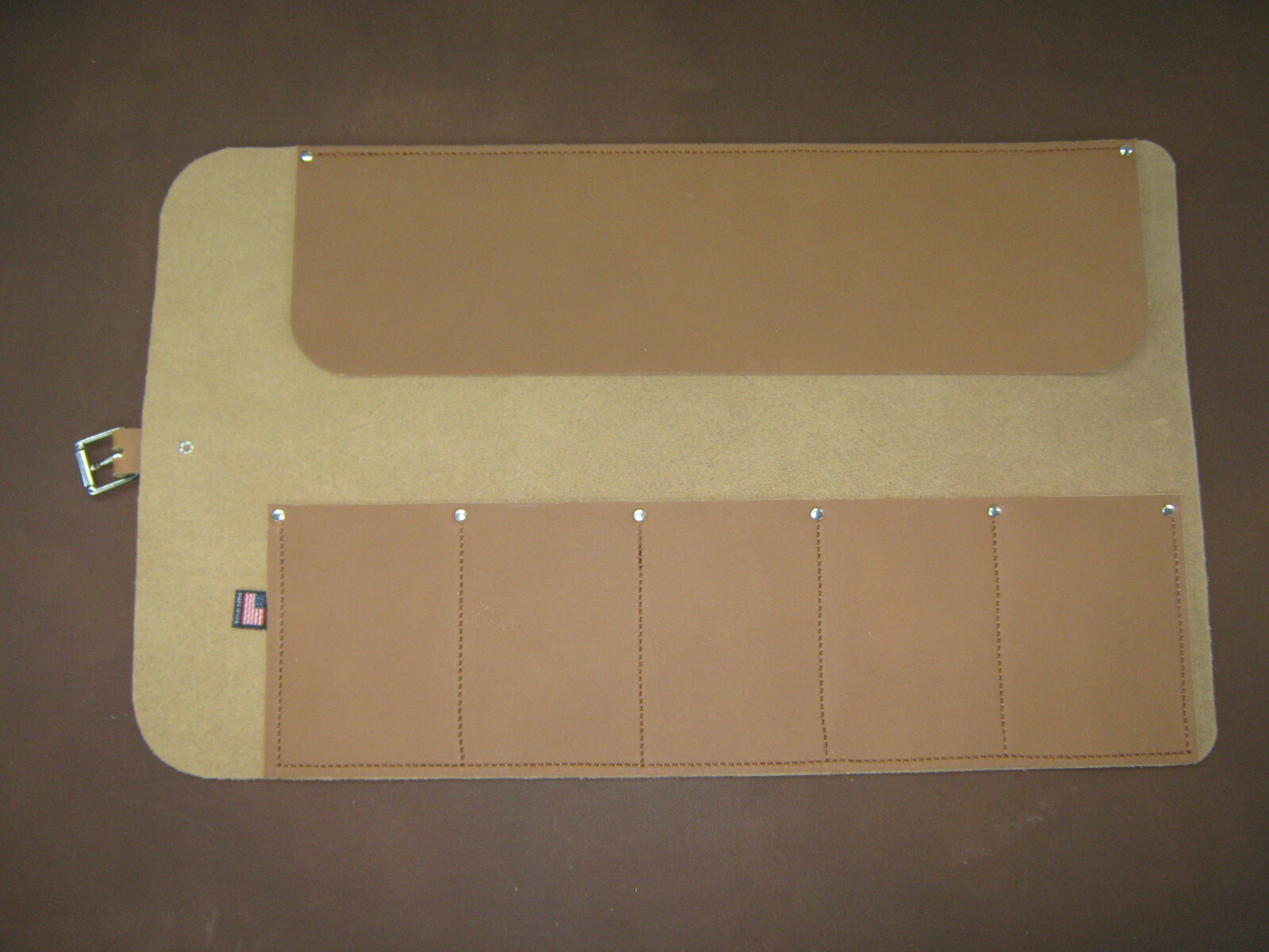 5 POCKET LEATHER TOOL ROLL HOLDER POUCH PLIERS. MADE IN USA.