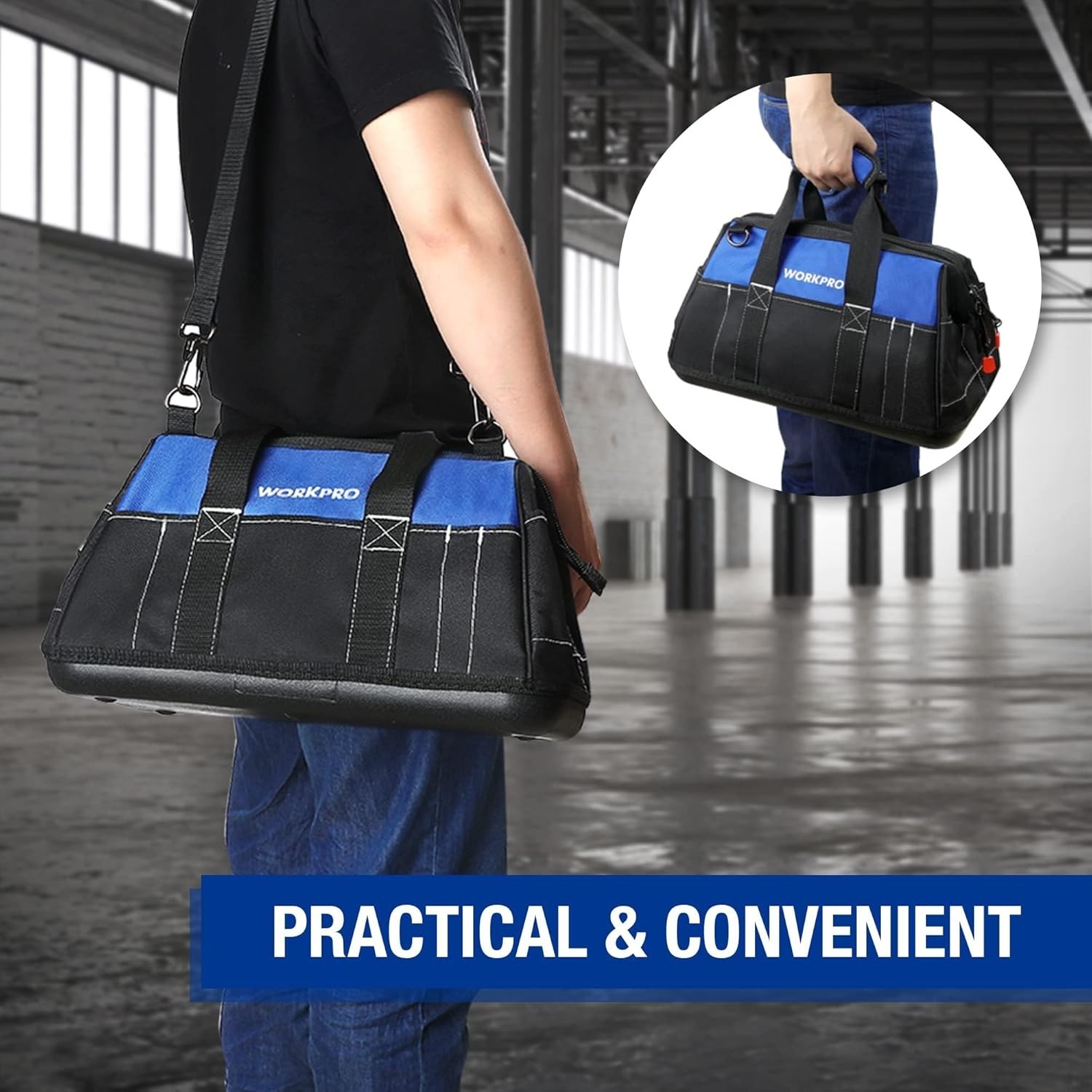 16-Inch Wide Mouth Tool Bag – Waterproof & Multi-Pocket Organizer for Every Task