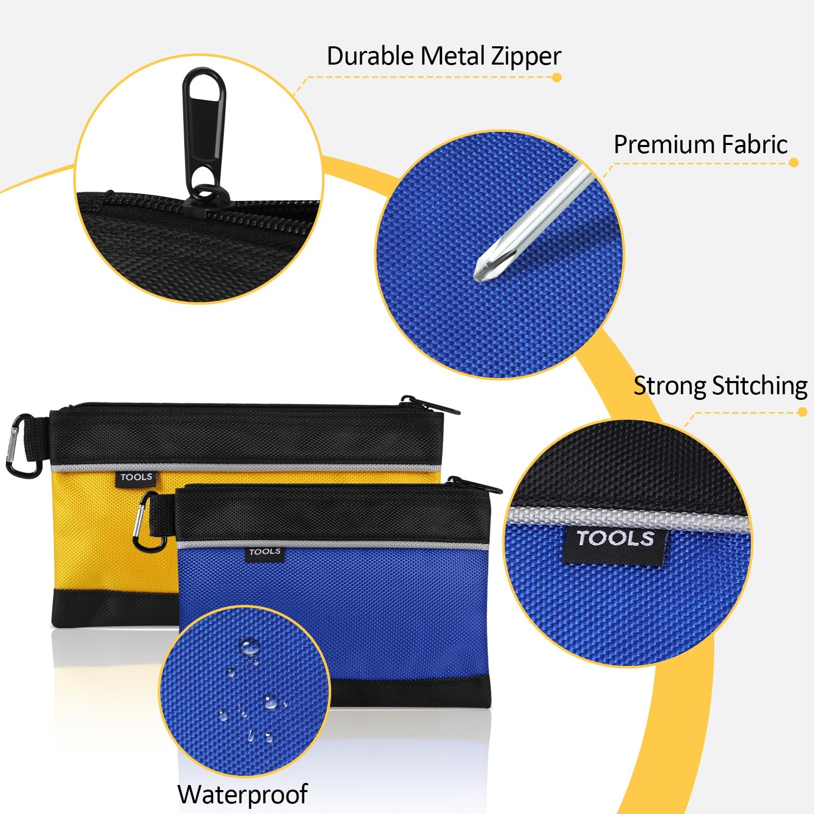 COIDEA 4 Pack Tool Pouch, Small Bag with Zipper, 1680D Oxford black