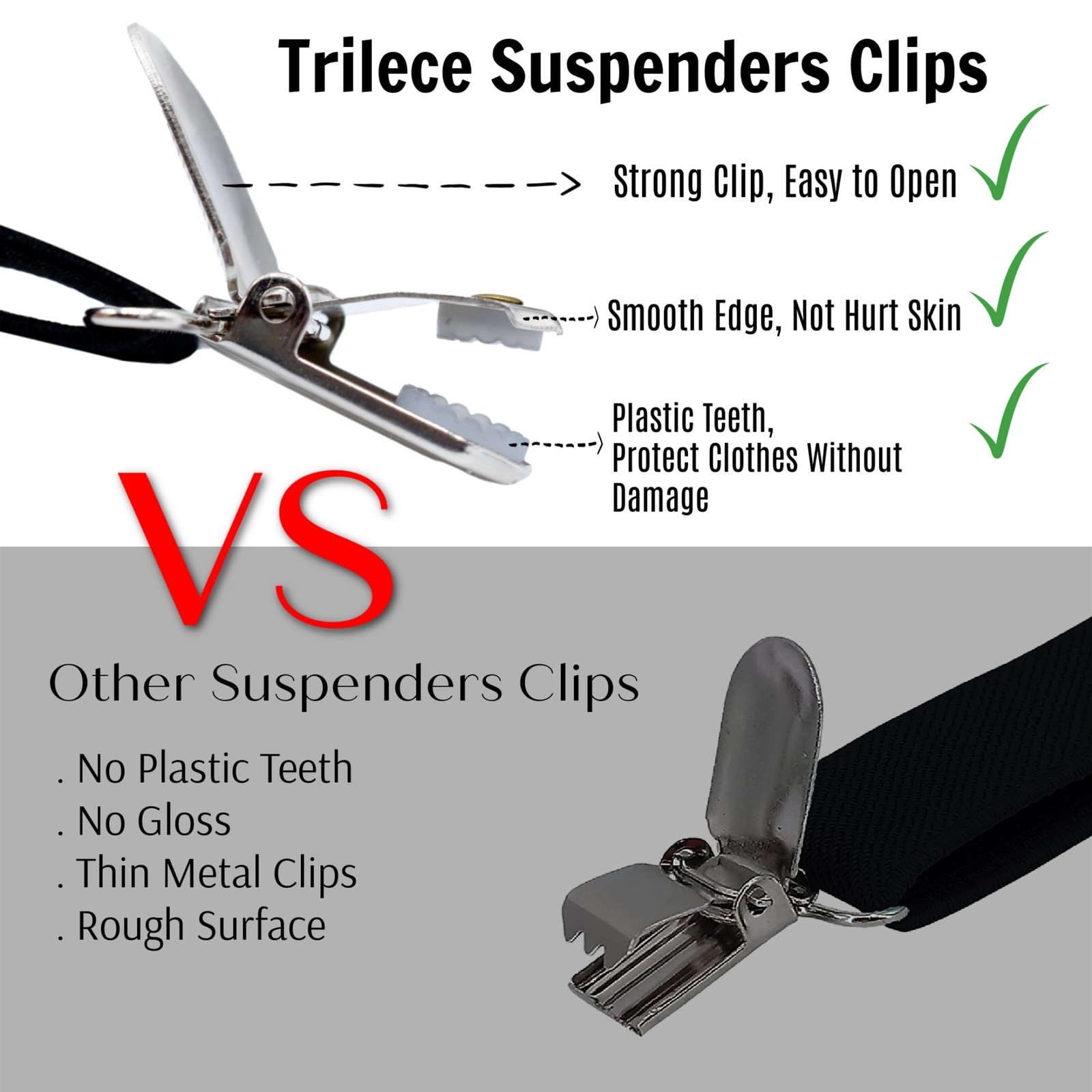 trilece Black Suspenders for Men – Mens Suspender, Adjustable One Size,
