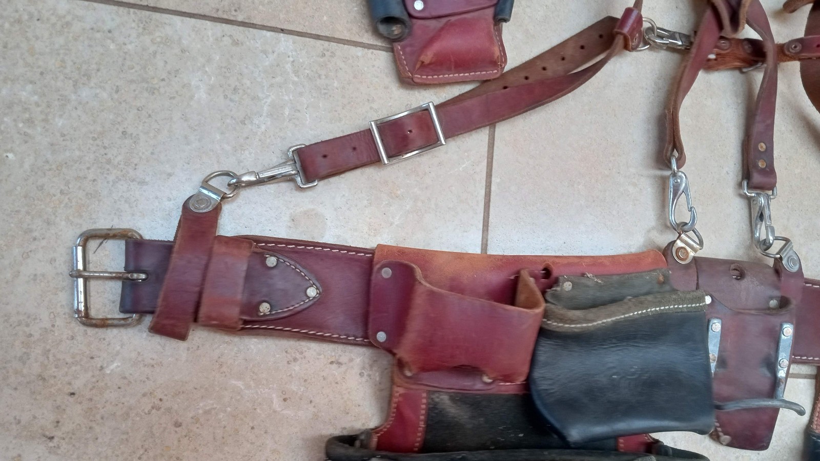 Complete Occendental Leather Tool Belt Susspenders Bags Made in USA
