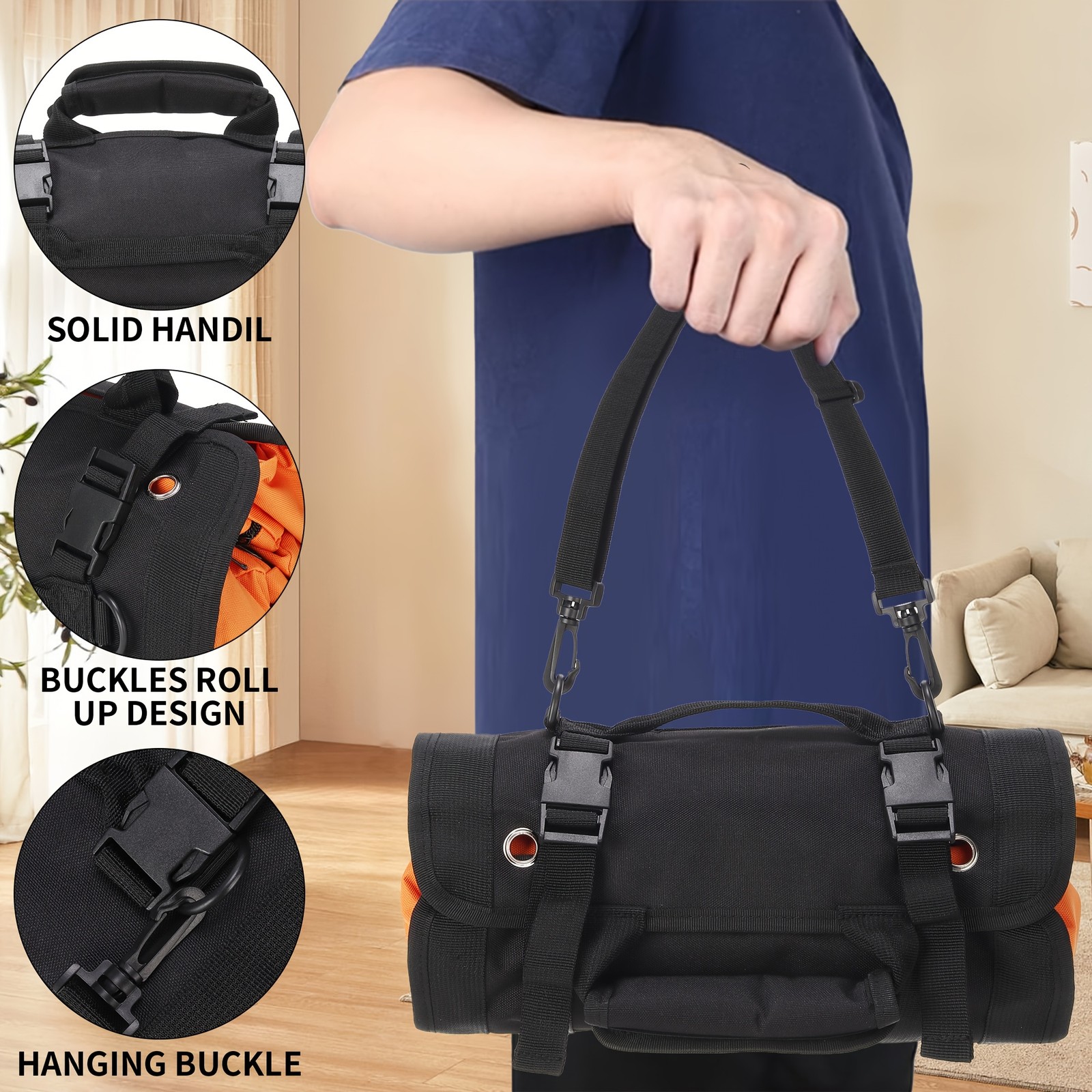 Tool kit, rollable tool bag, portable soft tool storage and organization bag