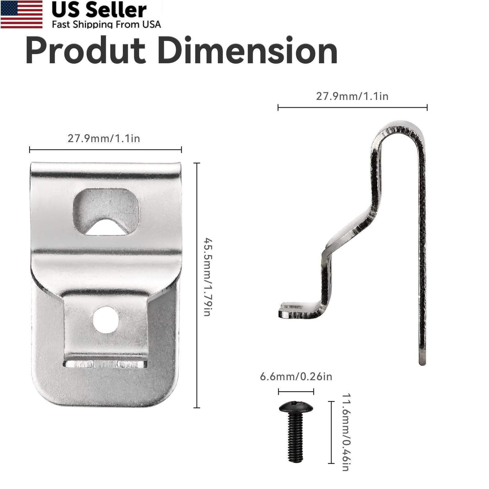 Belt Clips for Dewalt, 6pcs 304 Stainless Steel Drill Tool with Silver