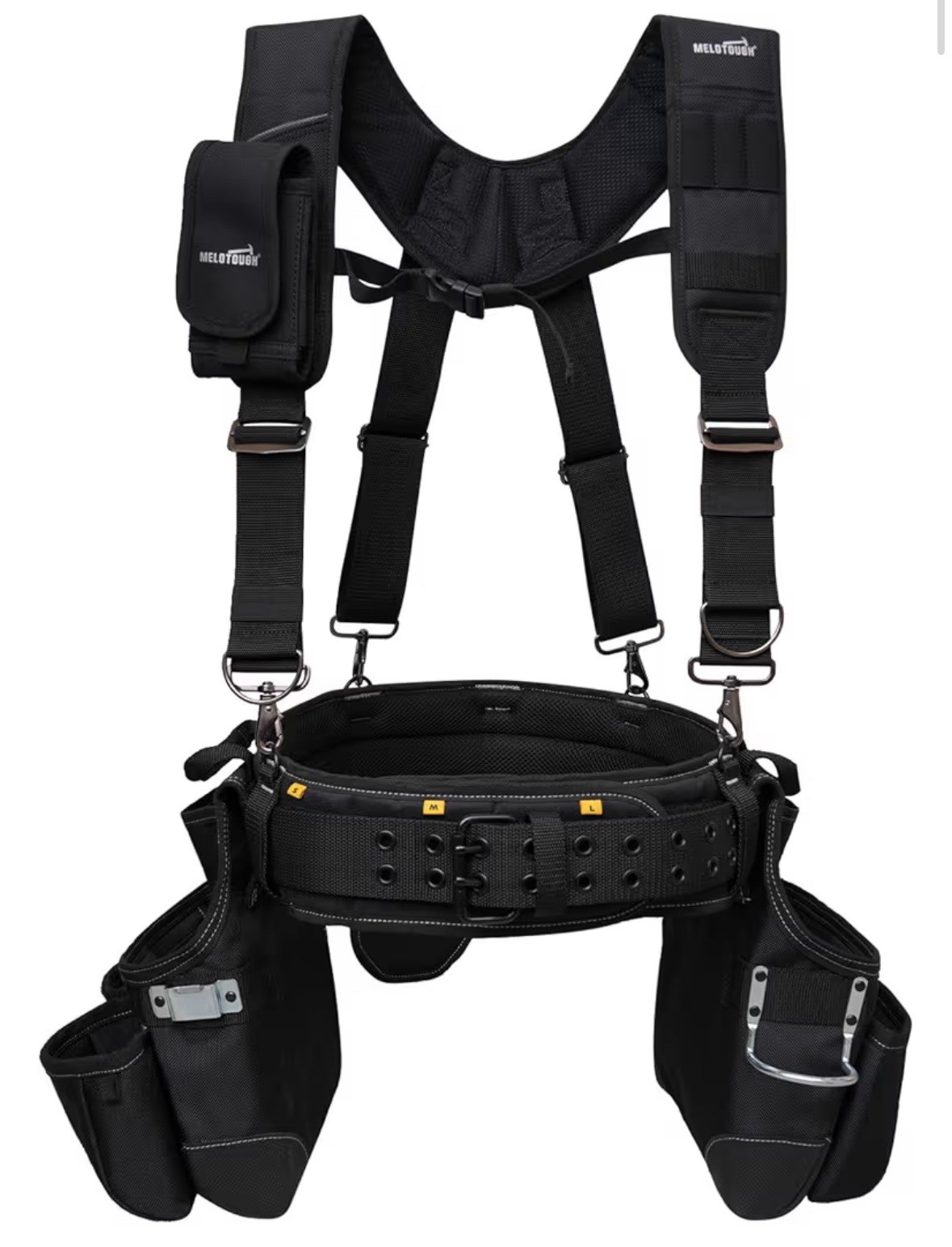 Melotough Framer’s Combo Apron With Suspenders Heavy Duty Tool Belt Pouch Bag