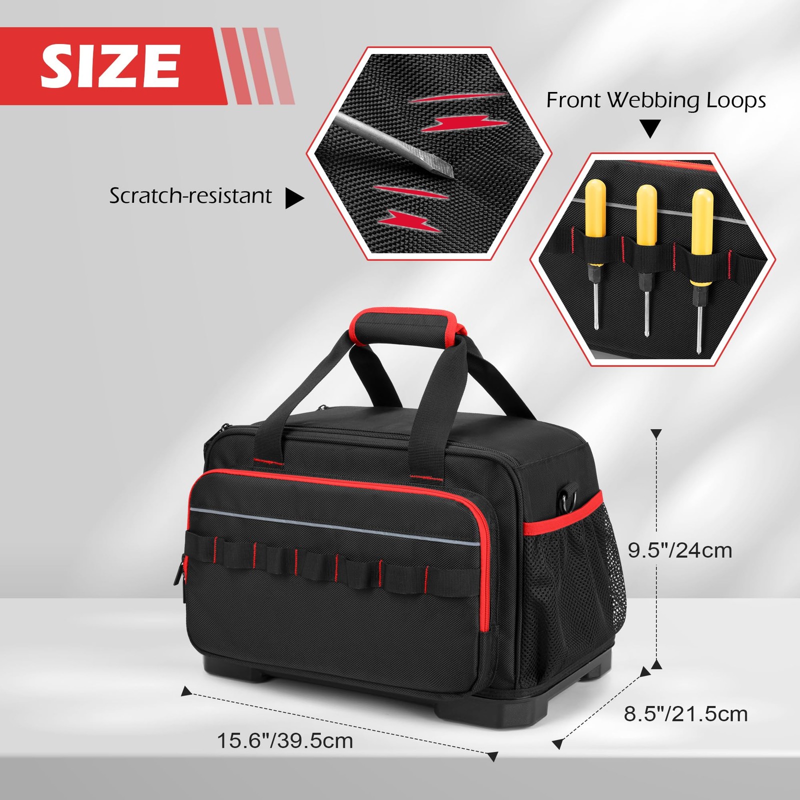 15-Inch Tool Bag, Heavy Duty Tool Tote Bag with EVA Hard Bottom and Carrying …