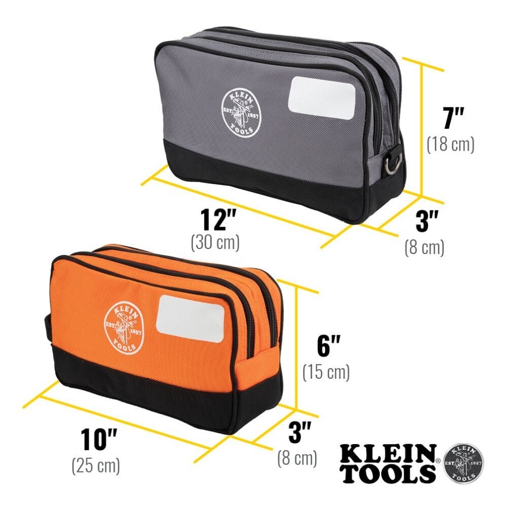 Klein Tools Double Zipper Tool Bag, Water-Resistant, Reinforced Bottom, 2-Pack