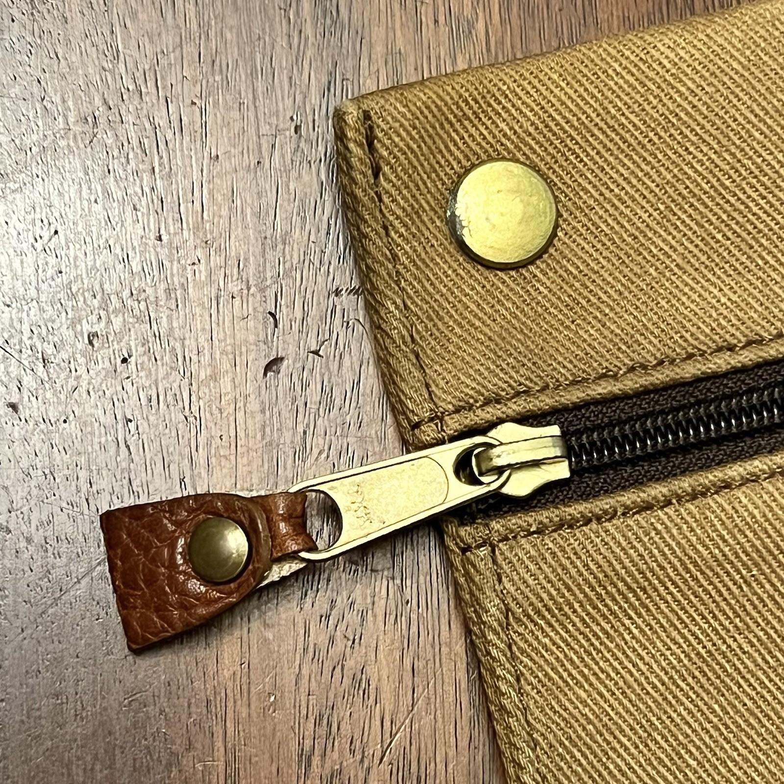 Brooks Brothers Heavy Duty Tan Canvas Pouch with Snap-on Buttons