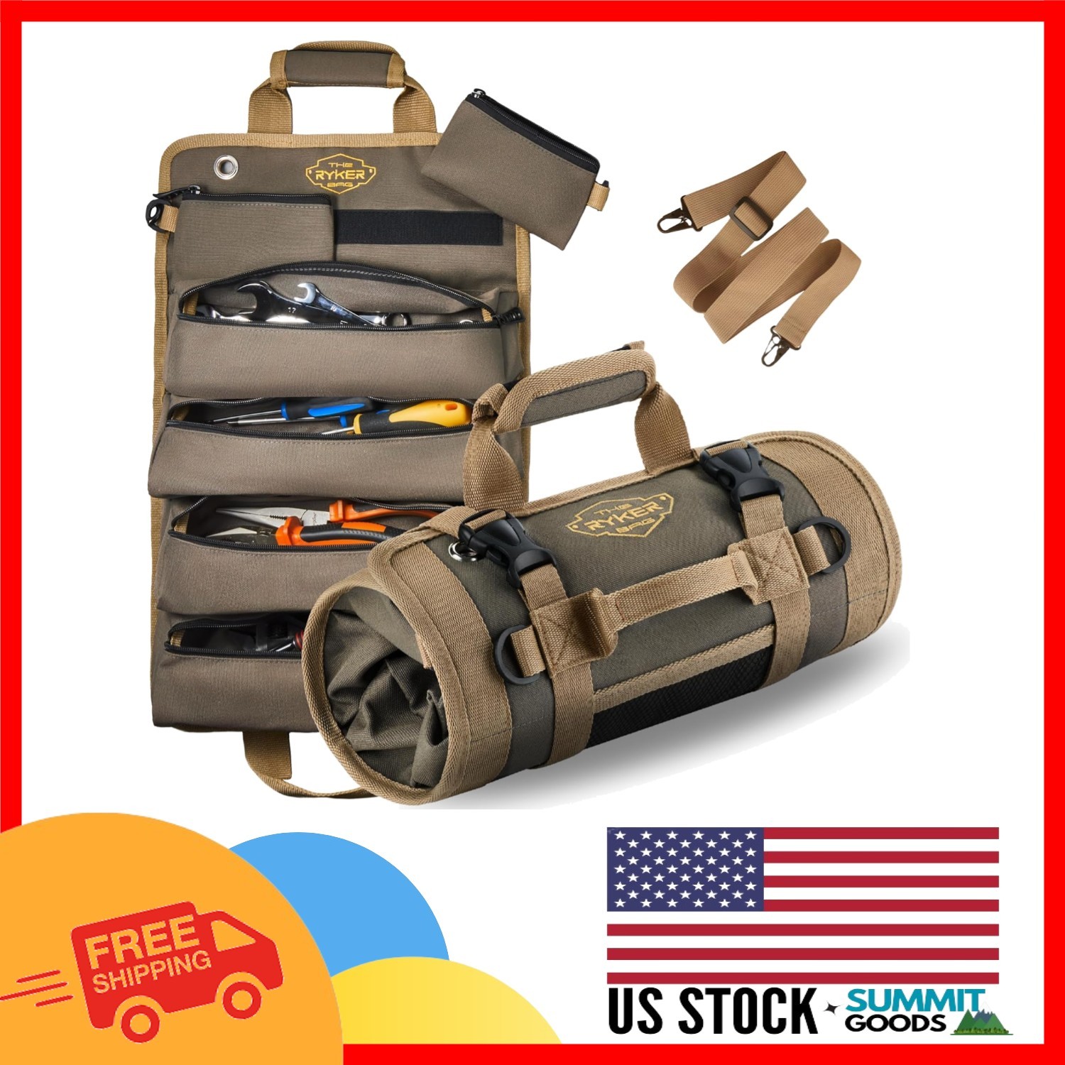 Portable Heavy Duty Tool Organizer with Detachable Pouches – Ideal for Mechanics