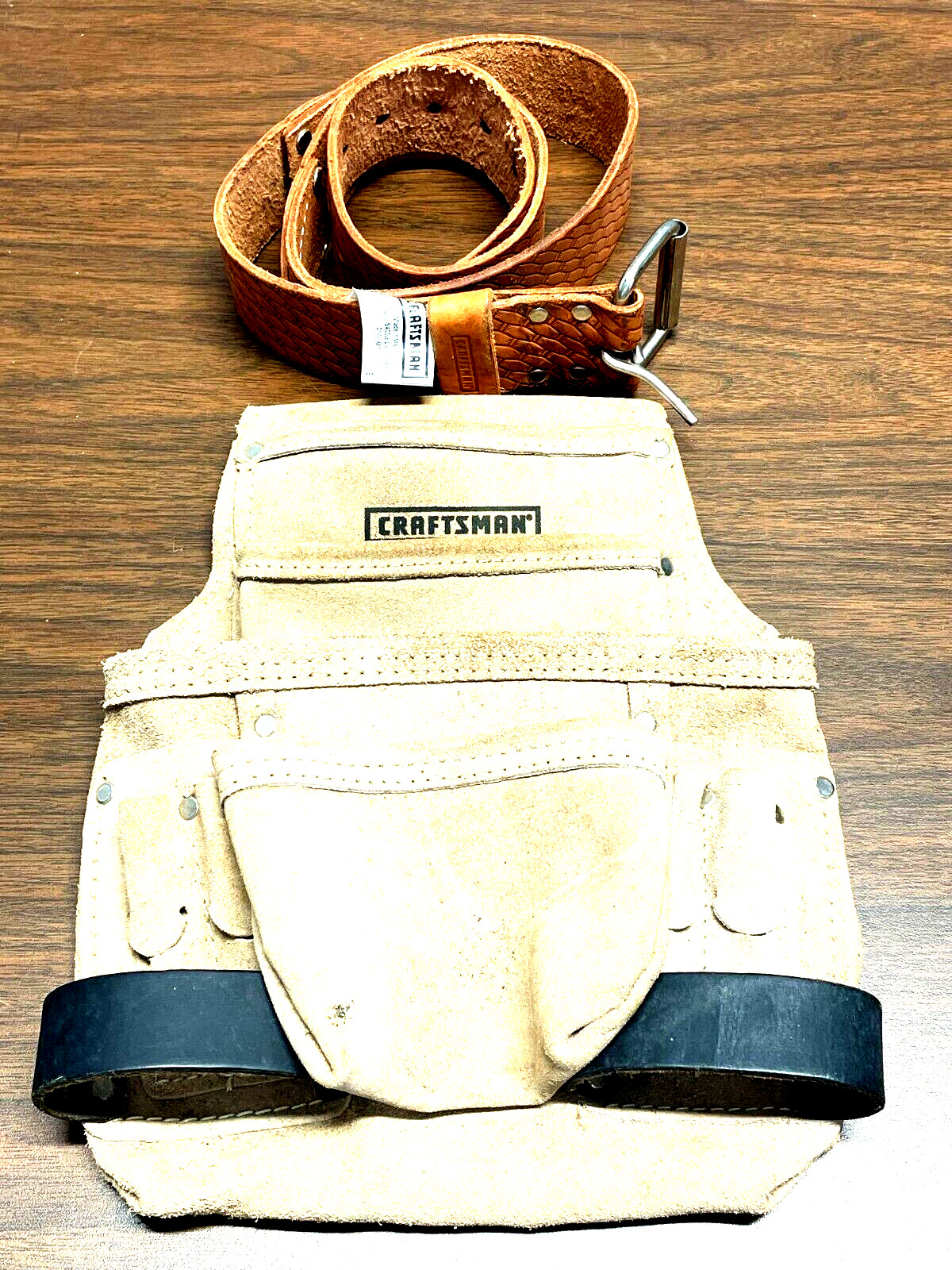 Craftsman Suede Leather Tool Bag 9-48461 & 2in Saddle Leather Belt 9-40472