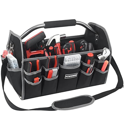 Kowsinde 16 Inch Tool Bag, Electrician Tool Bag, Open Top Tool Bags, 26 Grey