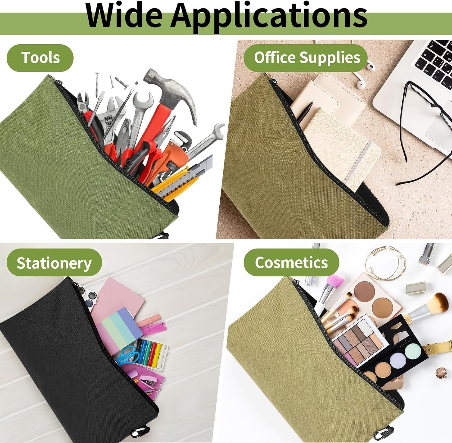 Portable Tool Pouch 12.5 x 7 Inches Zipper Closure Moisture Resistant Design