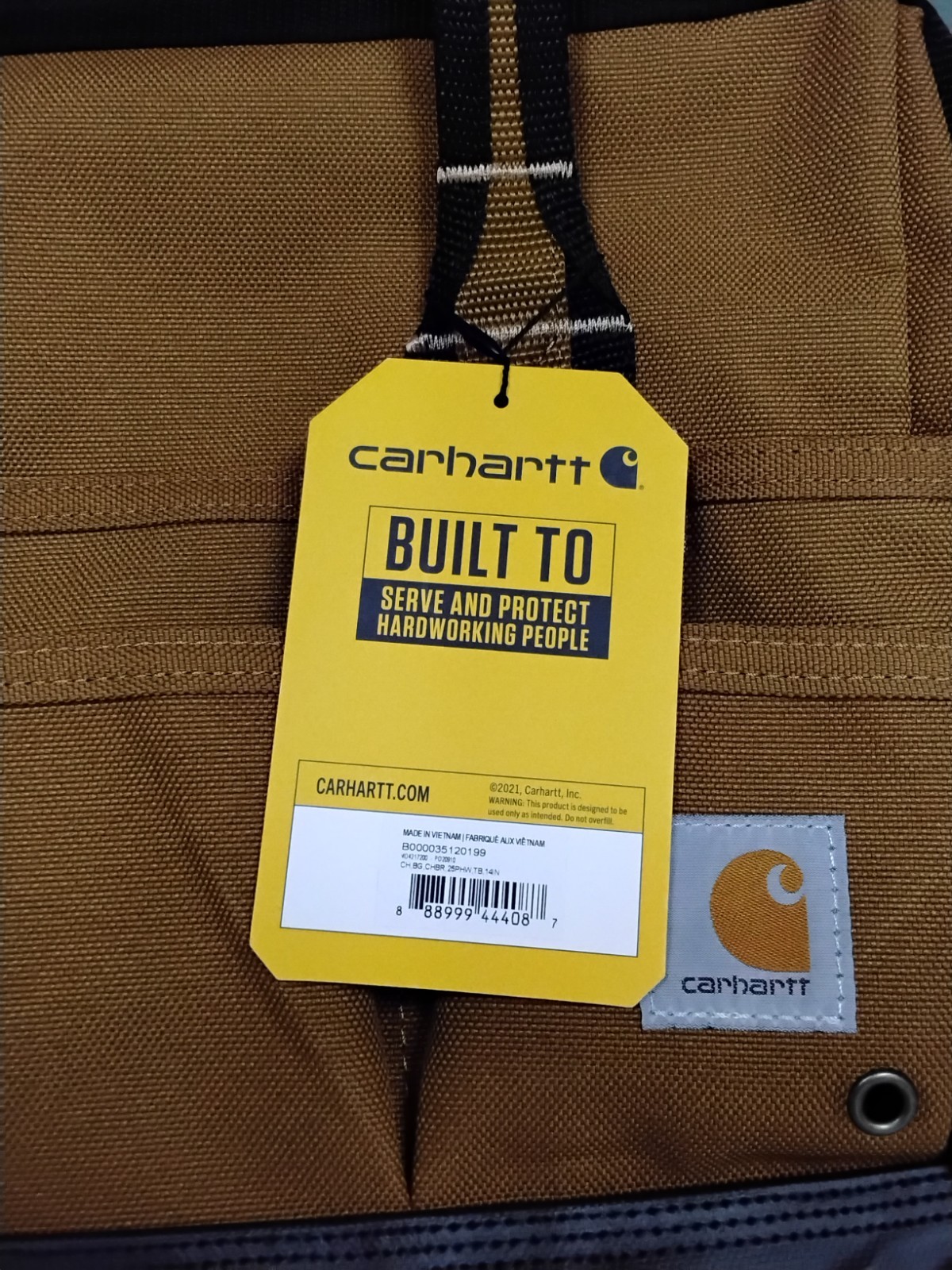 Brand New! Carhartt 14 Inch Heavyweight Tool Bag, Brown with 26 Pockets, NWT