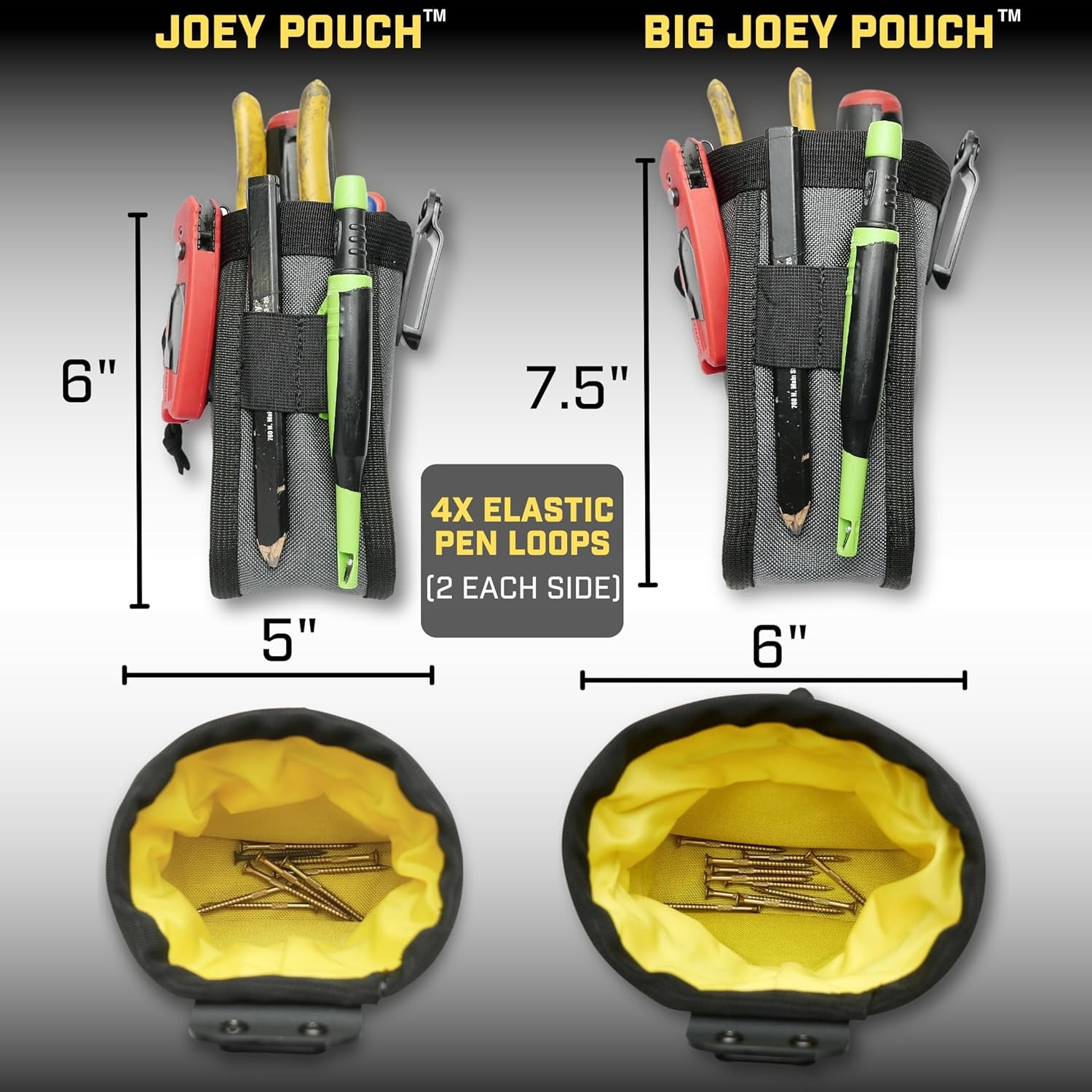 Joey Pouch | Clip-On Tool Belt Bag for Tools, Screws, and Nails – Great