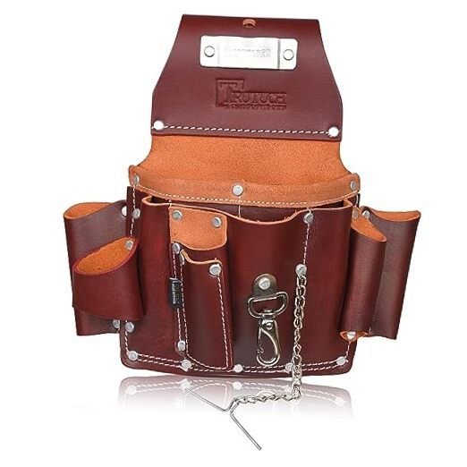Grain Leather Electrician Tool Pouch | Carpenter Tool Pouch | Maroon